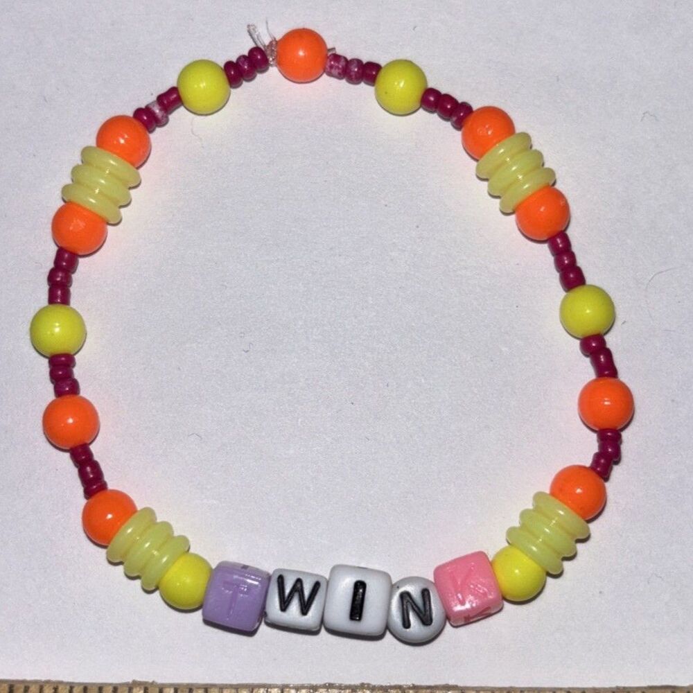 Twink Beaded Stretch Bracelet Orange Y2K Handcrafted LGBTQ Pride Gay Jewelry